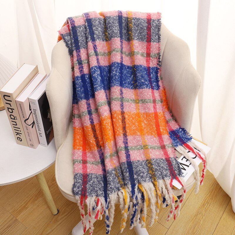 2022 NEW Fashion Cashmere Women Plaid Scarf Winter Warm Shawl and Wrap Bandana Pashmina Long Tassel Female Foulard Thick Blanket