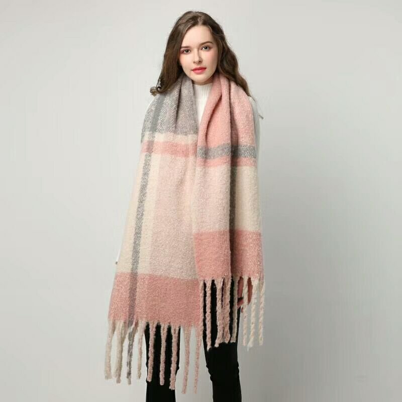 2022 NEW Fashion Cashmere Women Plaid Scarf Winter Warm Shawl and Wrap Bandana Pashmina Long Tassel Female Foulard Thick Blanket