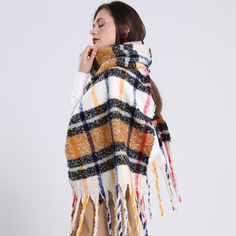 2022 NEW Fashion Cashmere Women Plaid Scarf Winter Warm Shawl and Wrap Bandana Pashmina Long Tassel Female Foulard Thick Blanket