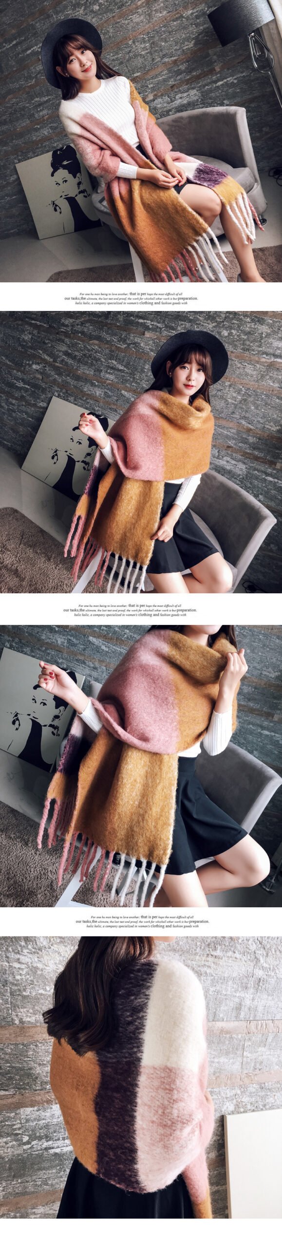 2022 NEW Fashion Cashmere Women Plaid Scarf Winter Warm Shawl and Wrap Bandana Pashmina Long Tassel Female Foulard Thick Blanket