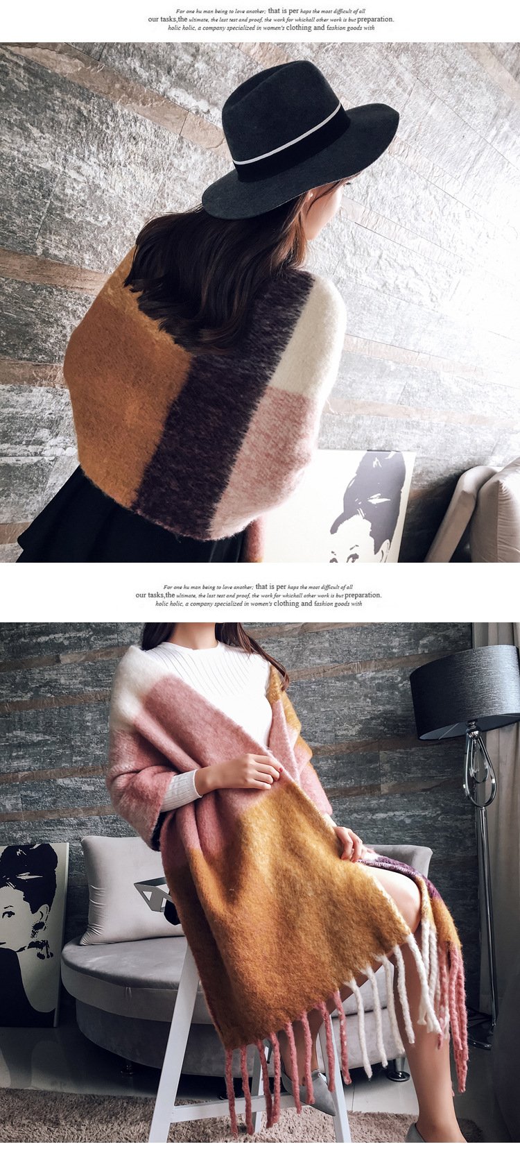 2022 NEW Fashion Cashmere Women Plaid Scarf Winter Warm Shawl and Wrap Bandana Pashmina Long Tassel Female Foulard Thick Blanket