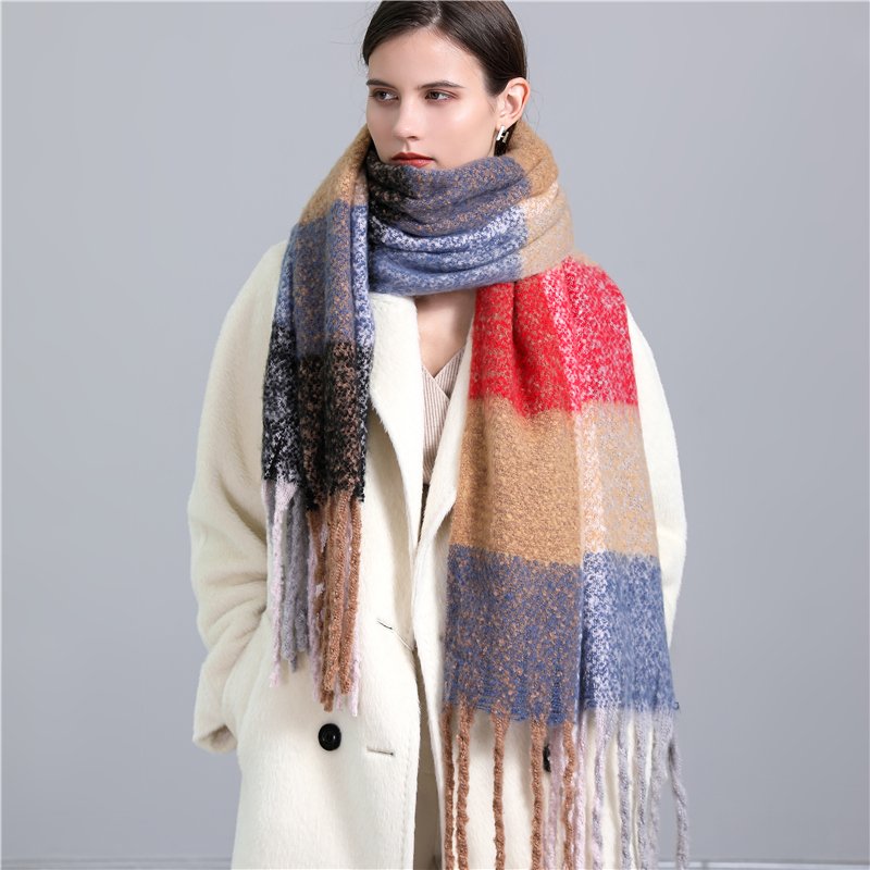 2022 New Women Plaid Scarf Winter Pashmina Shawls Cashmere Thick Wraps Lady Tassel Warm Scarves Rainbow Hairy Bufanda 2022 New Women Plaid Scarf Winter Pashmina Shawls Cashmere Thick Wraps Lady Tassel Warm Scarves Rainbow Hairy Bufanda