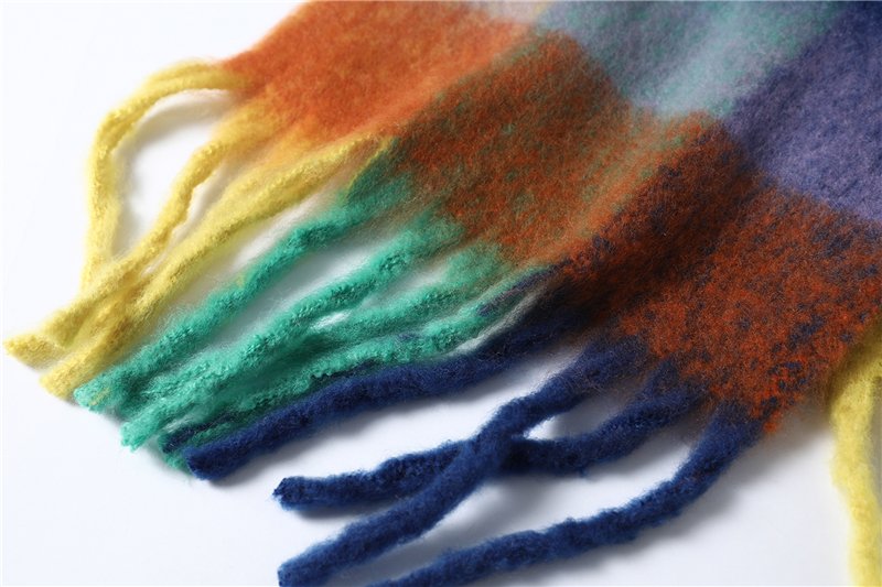 2022 New Women Plaid Scarf Winter Pashmina Shawls Cashmere Thick Wraps Lady Tassel Warm Scarves Rainbow Hairy Bufanda 2022 New Women Plaid Scarf Winter Pashmina Shawls Cashmere Thick Wraps Lady Tassel Warm Scarves Rainbow Hairy Bufanda