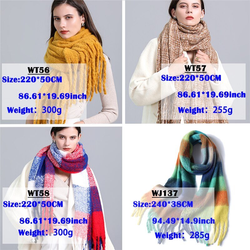 2022 New Women Plaid Scarf Winter Pashmina Shawls Cashmere Thick Wraps Lady Tassel Warm Scarves Rainbow Hairy Bufanda 2022 New Women Plaid Scarf Winter Pashmina Shawls Cashmere Thick Wraps Lady Tassel Warm Scarves Rainbow Hairy Bufanda