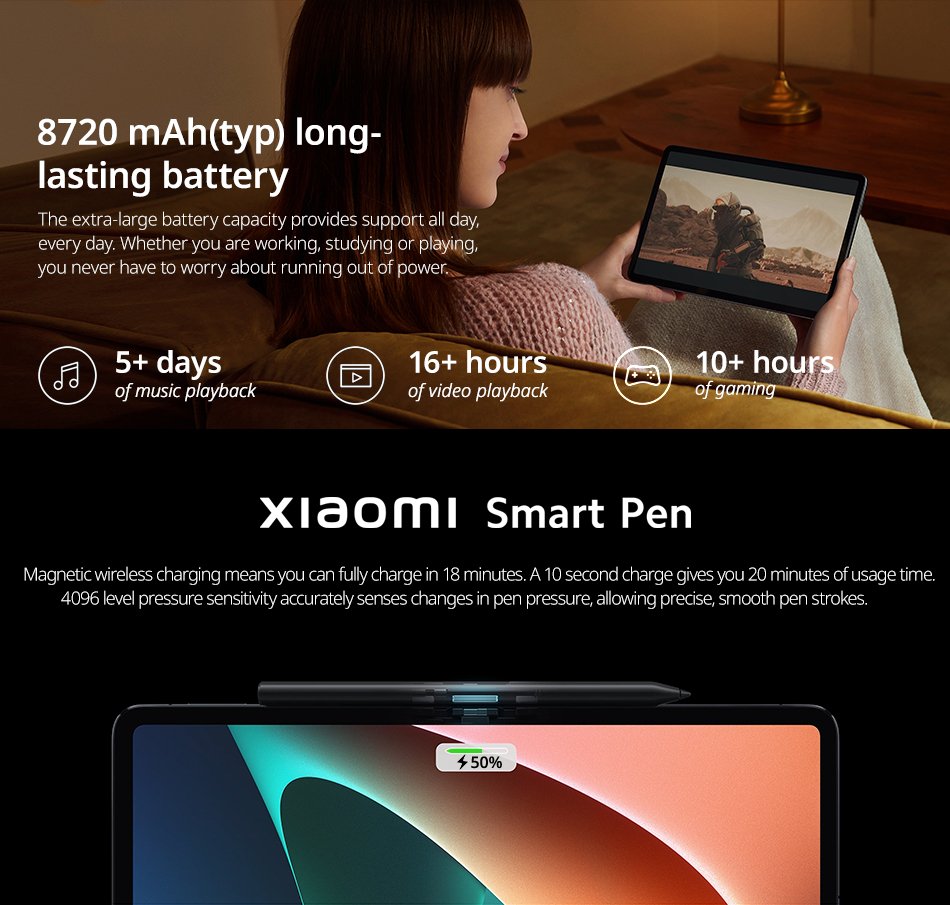 Global Version Xiaomi Pad 5 6GB+128GB / 6GB+256GB 11'' WQHD+ 120Hz Display Snapdragon 860 4 Stereo Speakers 8720mAh MI tablet 5 Global Version Xiaomi Pad 5 6GB+128GB / 6GB+256GB 11'' WQHD+ 120Hz Display Snapdragon 860 4 Stereo Speakers 8720mAh MI tablet 5