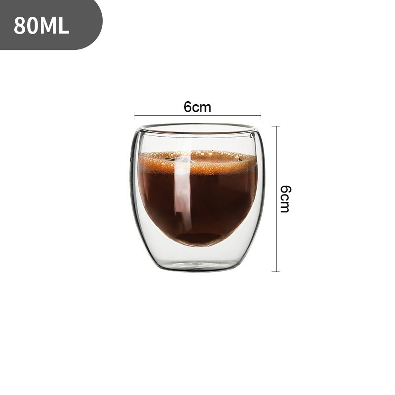 80ML Double Wall Glass Cup Transparent Handmade Heat Resistant Tea Drink Cups MINI Whisky Cup 100 centigrade Espresso Coffee Cup