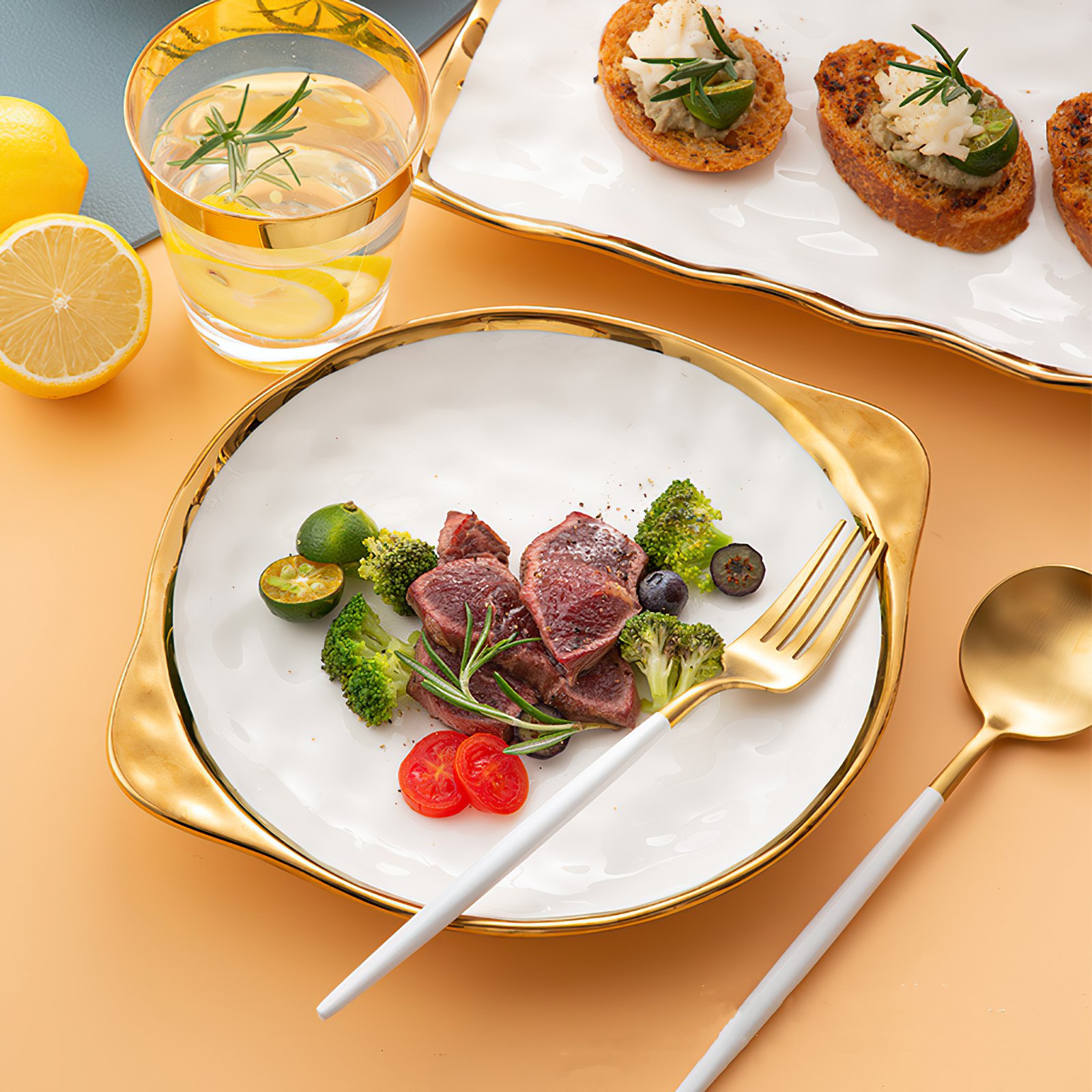 White Ceramic Plate Phnom Penh Tableware Salad Soup Bowl Food Dinner Dishes Wedding Decoration Dinnerware Household Kitchen