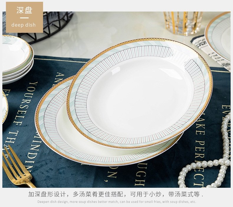 Fancy Food Luxury Table Dinner Plates Set Ceramic Kitchen Charger Plates Sets Dinnerware Full Dishes Vajillas Cookware Set