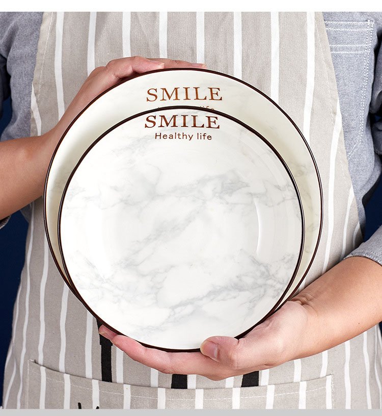 European Ceramic Plate Set Modern Marble Texture Home Desktop Dinner Set Plates and Dishes Western Restaurant Fruit Salad Dish European Ceramic Plate Set Modern Marble Texture Home Desktop Dinner Set Plates and Dishes Western Restaurant Fruit Salad Dish