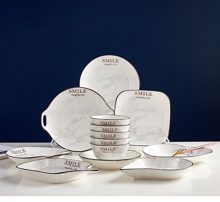 European Ceramic Plate Set Modern Marble Texture Home Desktop Dinner Set Plates and Dishes Western Restaurant Fruit Salad Dish European Ceramic Plate Set Modern Marble Texture Home Desktop Dinner Set Plates and Dishes Western Restaurant Fruit Salad Dish