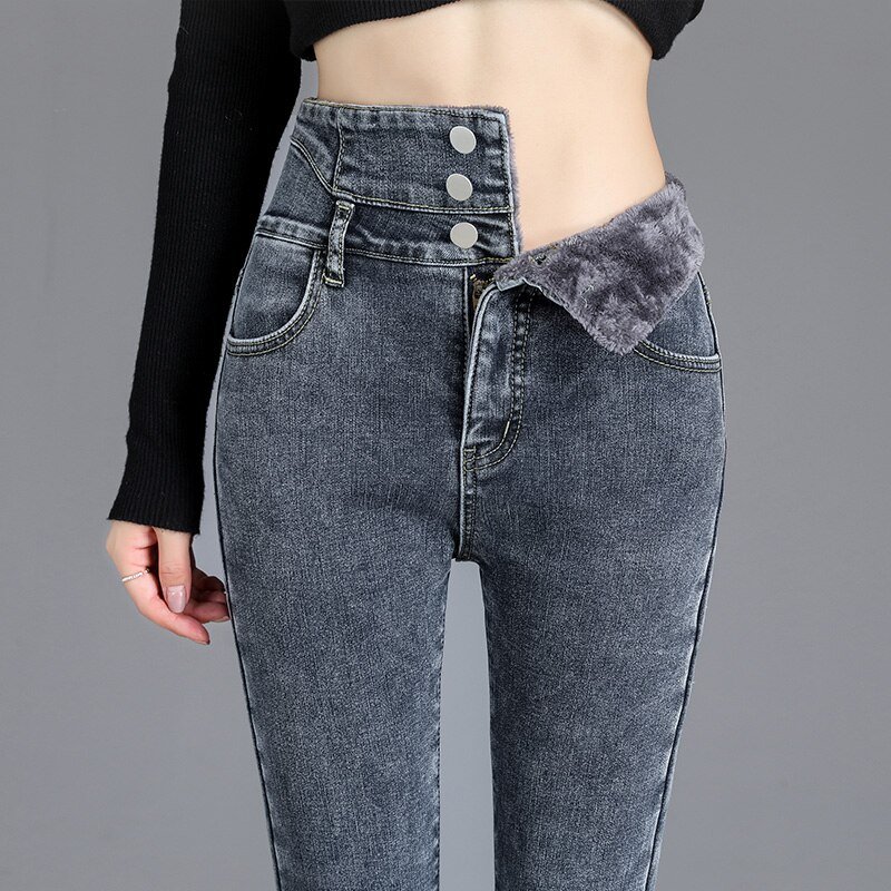 High-quality Winter Thick Fleece High-waist Warm Skinny Jeans Thick Women Stretch Button Pencil Pants Mom Casual Velvet Jeans High-quality Winter Thick Fleece High-waist Warm Skinny Jeans Thick Women Stretch Button Pencil Pants Mom Casual Velvet Jeans