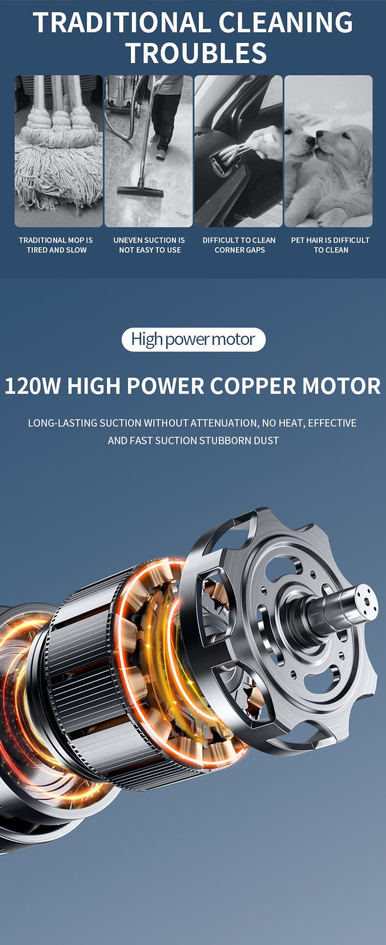 DDRADON 13000Pa Wireless Car Vacuum Cleaner Cordless Handheld Chargeable Auto Vacuum for Home & Car & Pet Mini Vacuum Cleaner