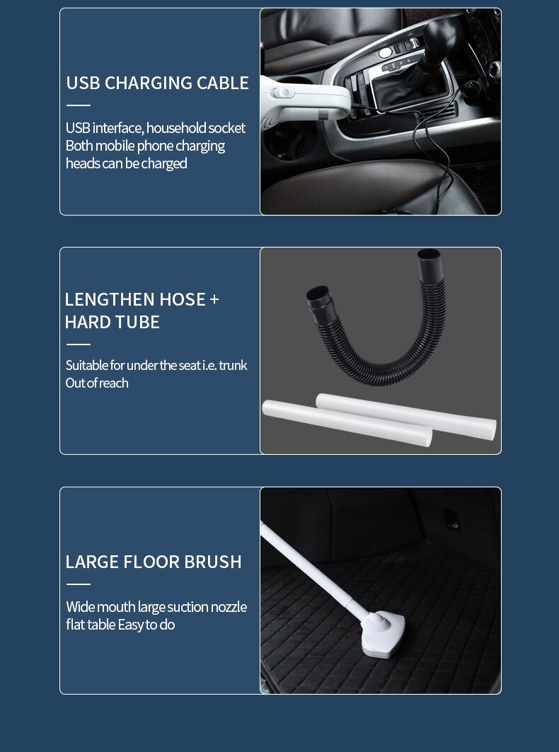 DDRADON 13000Pa Wireless Car Vacuum Cleaner Cordless Handheld Chargeable Auto Vacuum for Home & Car & Pet Mini Vacuum Cleaner