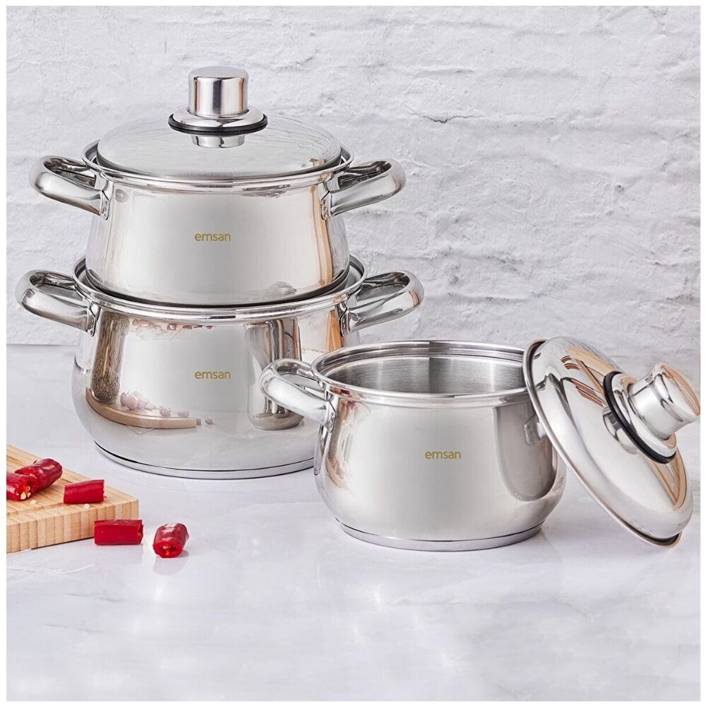 6 Pieces Stainless Steel Cookware Set With Induction Base Healthy Non-toxic Kitchen Tool Useful Home Appliances 6 Pieces Stainless Steel Cookware Set With Induction Base Healthy Non-toxic Kitchen Tool Useful Home Appliances