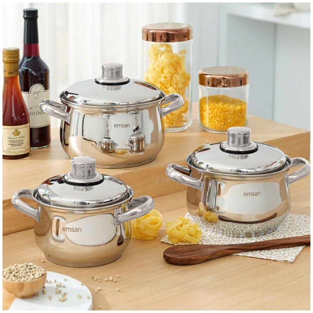 6 Pieces Stainless Steel Cookware Set With Induction Base Healthy Non-toxic Kitchen Tool Useful Home Appliances 6 Pieces Stainless Steel Cookware Set With Induction Base Healthy Non-toxic Kitchen Tool Useful Home Appliances