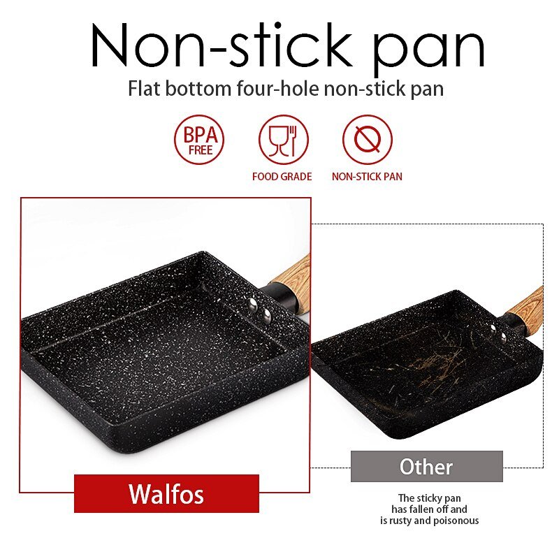 Walfos Frying Pan Tamagoyaki Omelette Black Non-Stick Pan Fry Egg Pan Pancake Kitchen Pot Maker Breakfast Pot Mini Cook Walfos Frying Pan Tamagoyaki Omelette Black Non-Stick Pan Fry Egg Pan Pancake Kitchen Pot Maker Breakfast Pot Mini Cook