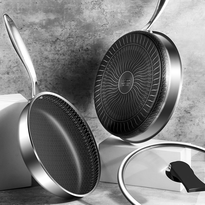 316 Stainless Steel Frying Pan High Quality Full Uniform Heating Honeycomb Pot Kitchen General Purpose Induction Non Stick Wok 316 Stainless Steel Frying Pan High Quality Full Uniform Heating Honeycomb Pot Kitchen General Purpose Induction Non Stick Wok