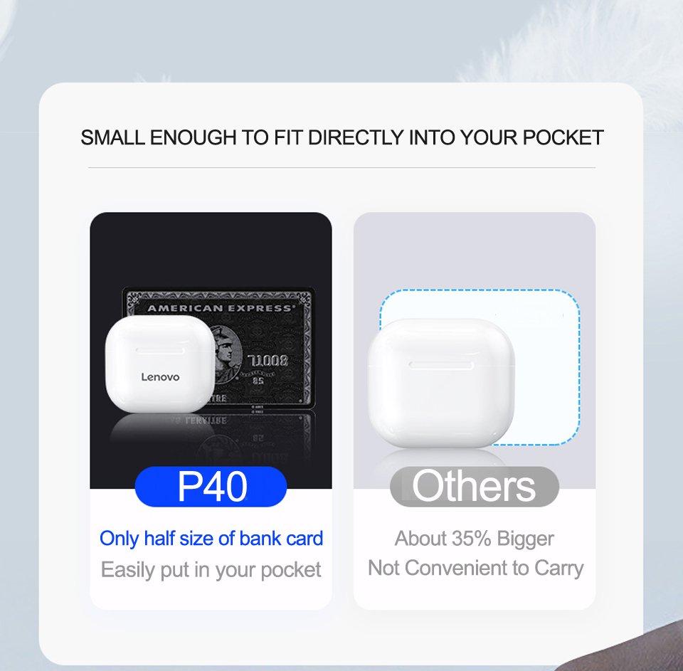 NEW Original Lenovo LP40 TWS Wireless Earphone Bluetooth 5.0 Dual Stereo Noise Reduction Bass Touch Control Long Standby 230mAH