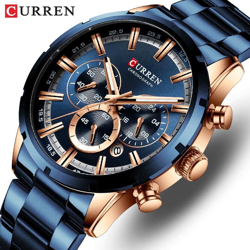 CURREN Men Watch Top Brand Luxury Sports Quartz Mens Watches Full Steel Waterproof Chronograph Wristwatch Men Relogio Masculino CURREN Men Watch Top Brand Luxury Sports Quartz Mens Watches Full Steel Waterproof Chronograph Wristwatch Men Relogio Masculino