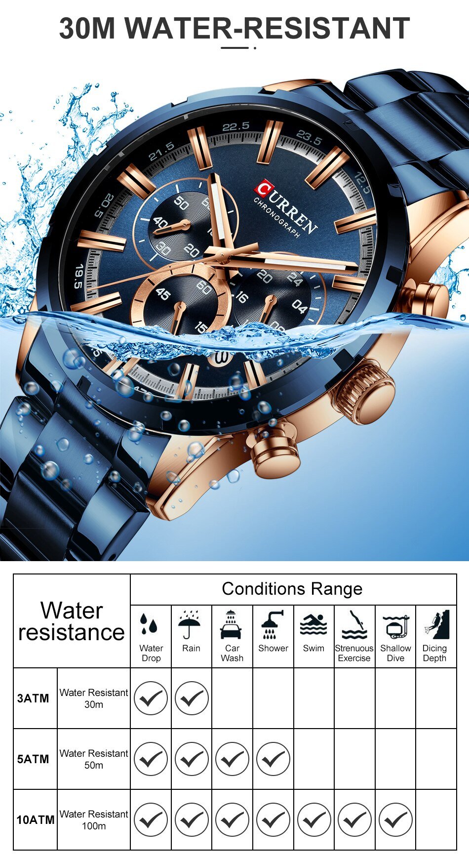 CURREN Men Watch Top Brand Luxury Sports Quartz Mens Watches Full Steel Waterproof Chronograph Wristwatch Men Relogio Masculino CURREN Men Watch Top Brand Luxury Sports Quartz Mens Watches Full Steel Waterproof Chronograph Wristwatch Men Relogio Masculino