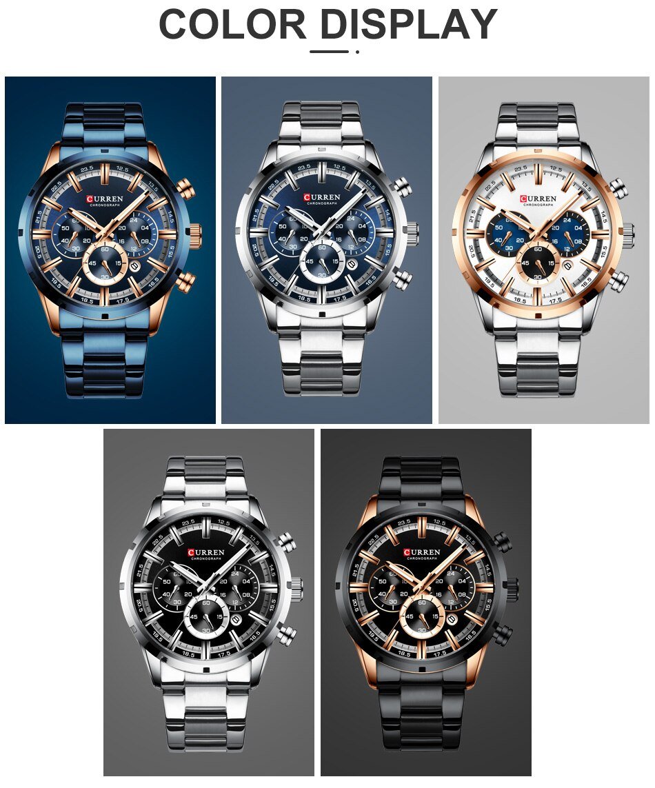 CURREN Men Watch Top Brand Luxury Sports Quartz Mens Watches Full Steel Waterproof Chronograph Wristwatch Men Relogio Masculino CURREN Men Watch Top Brand Luxury Sports Quartz Mens Watches Full Steel Waterproof Chronograph Wristwatch Men Relogio Masculino