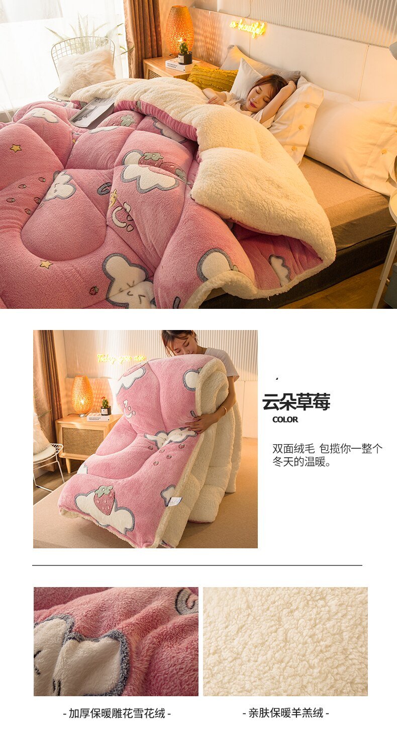 Quilt Winter Blanket Double-sided Velvet Quilt Cashmere Cotton Warm Four Seasons Plush Comforter Quilt Winter Blanket Double-sided Velvet Quilt Cashmere Cotton Warm Four Seasons Plush Comforter