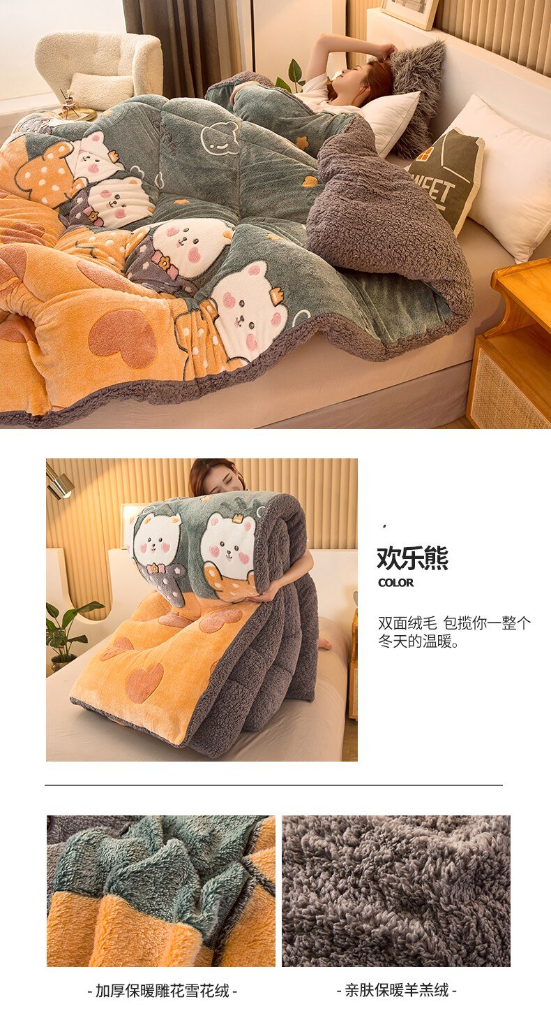 Quilt Winter Blanket Double-sided Velvet Quilt Cashmere Cotton Warm Four Seasons Plush Comforter Quilt Winter Blanket Double-sided Velvet Quilt Cashmere Cotton Warm Four Seasons Plush Comforter
