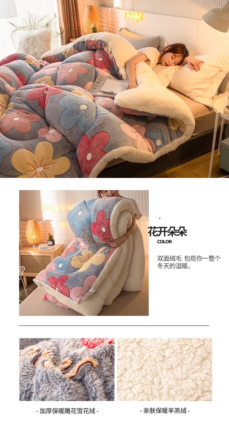 Quilt Winter Blanket Double-sided Velvet Quilt Cashmere Cotton Warm Four Seasons Plush Comforter Quilt Winter Blanket Double-sided Velvet Quilt Cashmere Cotton Warm Four Seasons Plush Comforter