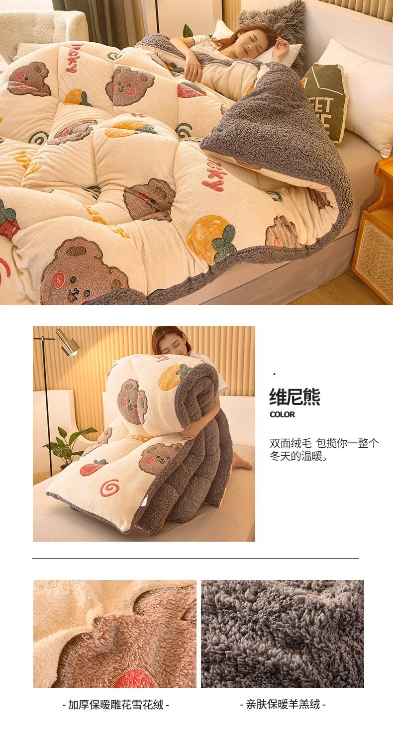Quilt Winter Blanket Double-sided Velvet Quilt Cashmere Cotton Warm Four Seasons Plush Comforter Quilt Winter Blanket Double-sided Velvet Quilt Cashmere Cotton Warm Four Seasons Plush Comforter