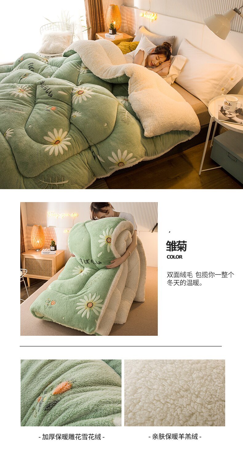 Quilt Winter Blanket Double-sided Velvet Quilt Cashmere Cotton Warm Four Seasons Plush Comforter Quilt Winter Blanket Double-sided Velvet Quilt Cashmere Cotton Warm Four Seasons Plush Comforter