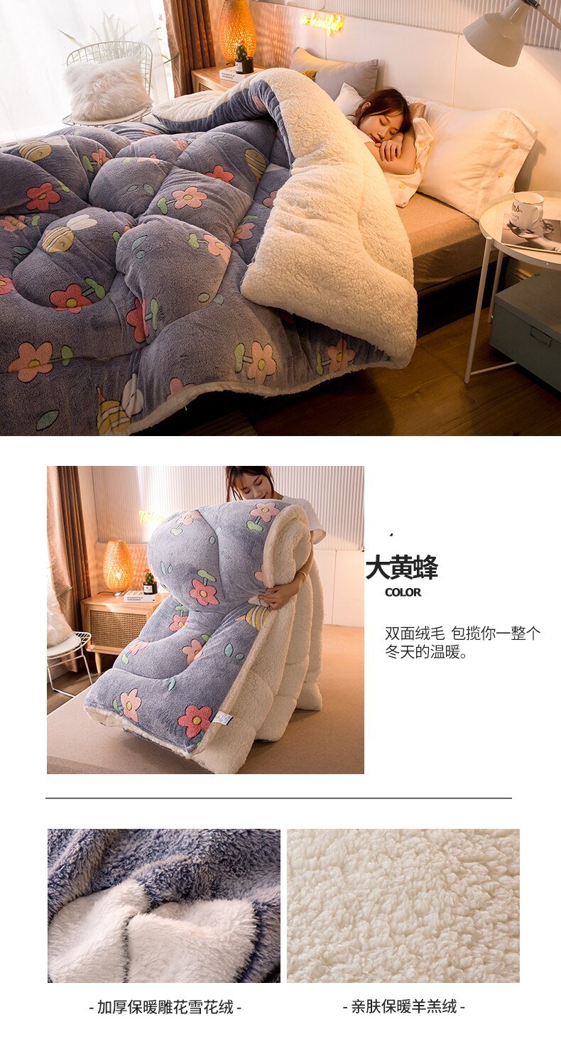 Quilt Winter Blanket Double-sided Velvet Quilt Cashmere Cotton Warm Four Seasons Plush Comforter Quilt Winter Blanket Double-sided Velvet Quilt Cashmere Cotton Warm Four Seasons Plush Comforter