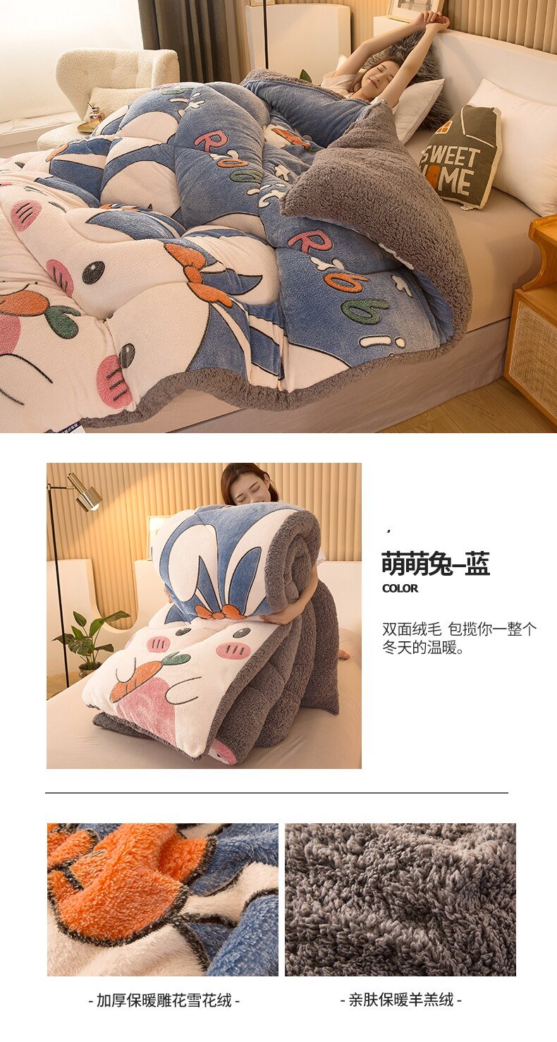 Quilt Winter Blanket Double-sided Velvet Quilt Cashmere Cotton Warm Four Seasons Plush Comforter Quilt Winter Blanket Double-sided Velvet Quilt Cashmere Cotton Warm Four Seasons Plush Comforter