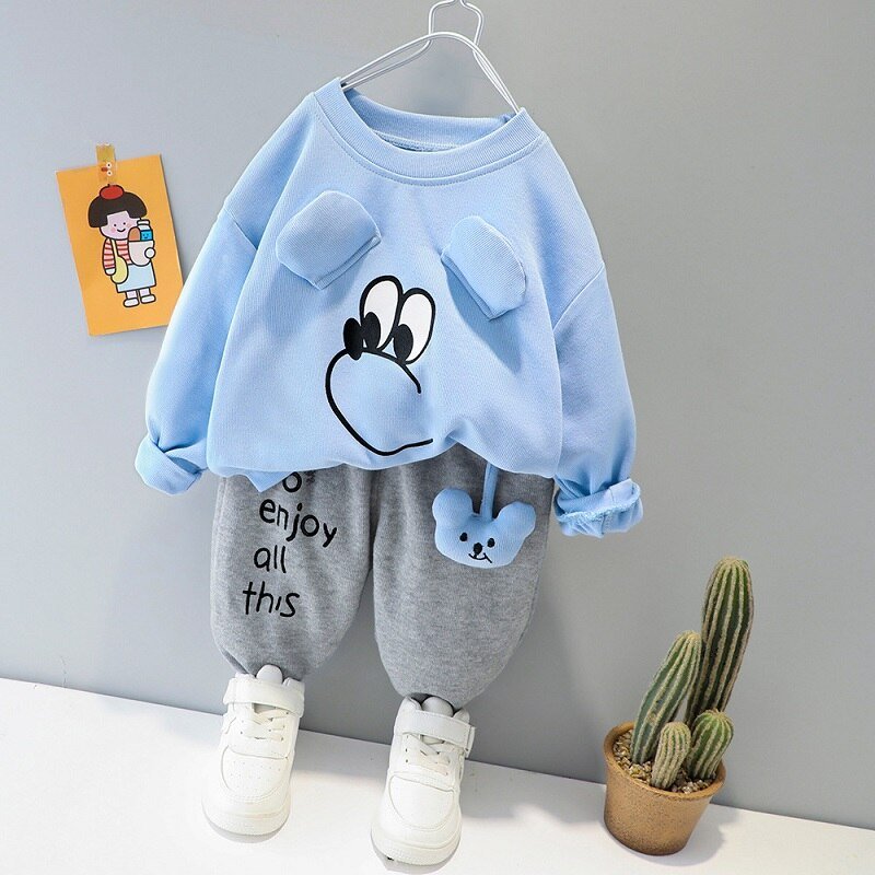 Children's clothing baby long sleeve two piece set 1-4 year old girl spring and autumn new cartoon leisure sports suit