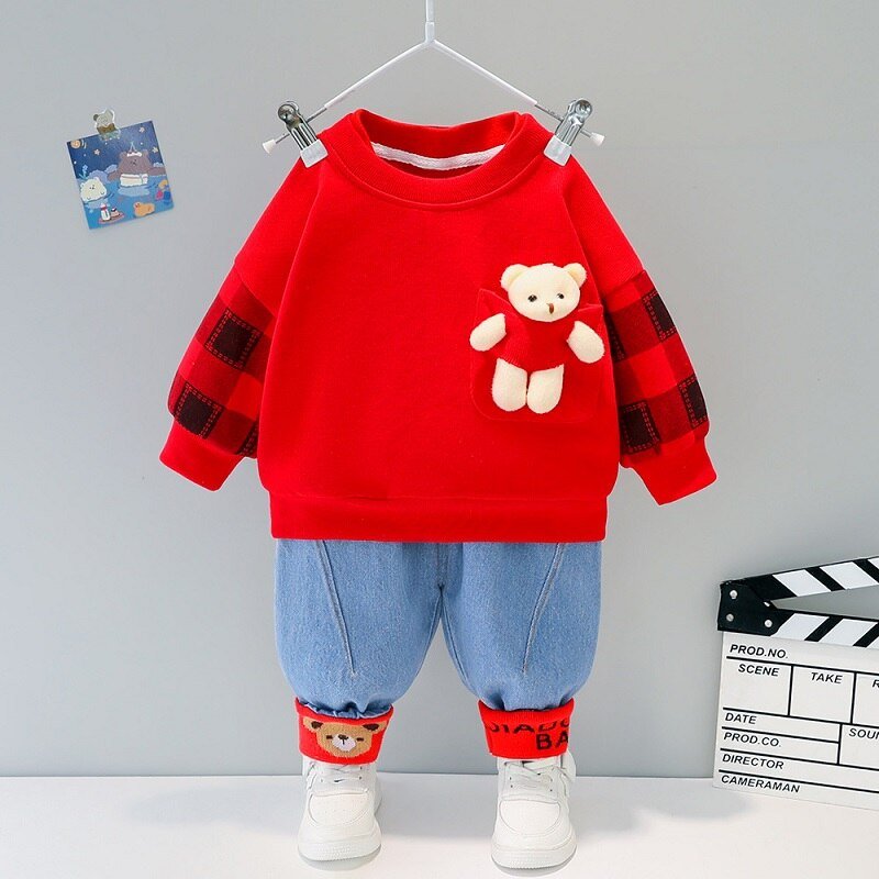 Children's clothing baby long sleeve two piece set 1-4 year old girl spring and autumn new cartoon leisure sports suit