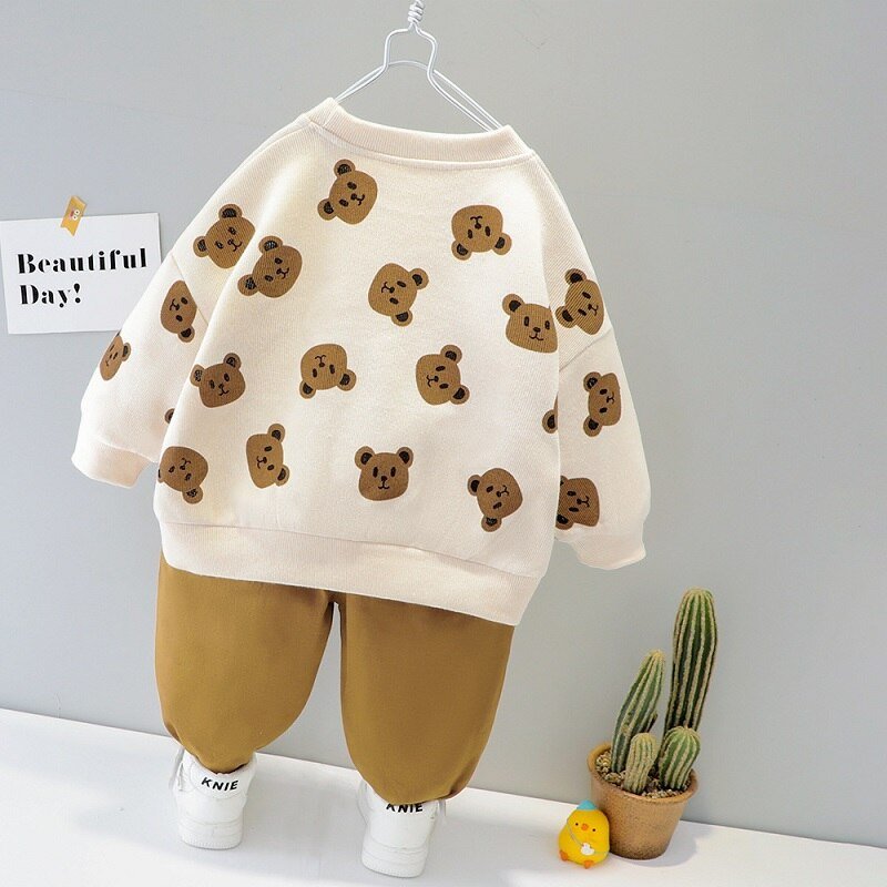 Children's clothing baby long sleeve two piece set 1-4 year old girl spring and autumn new cartoon leisure sports suit