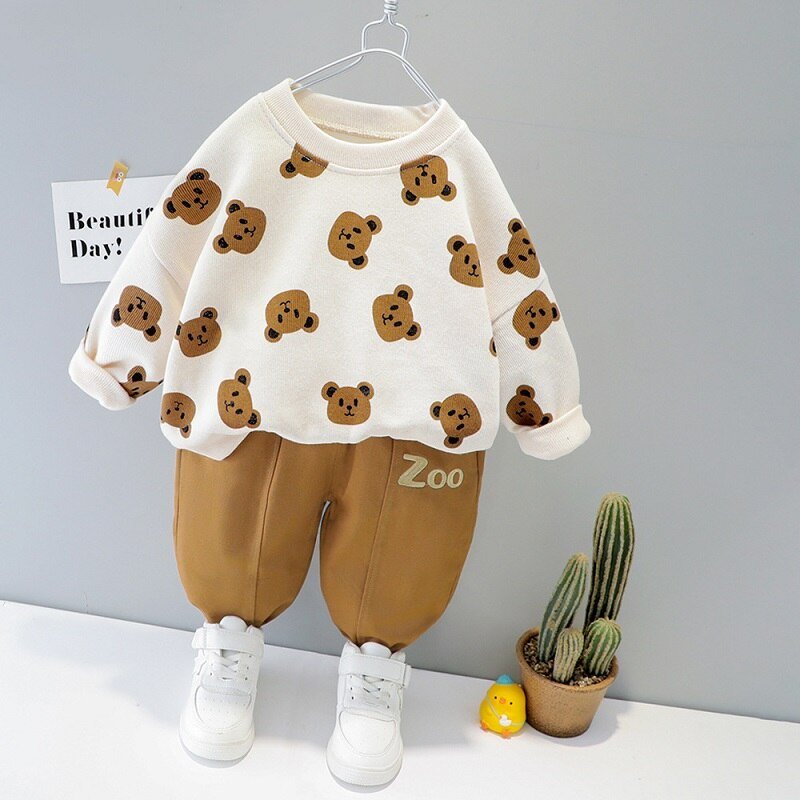 Children's clothing baby long sleeve two piece set 1-4 year old girl spring and autumn new cartoon leisure sports suit