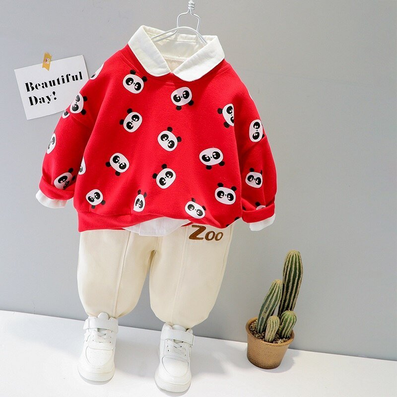 Children's clothing baby long sleeve two piece set 1-4 year old girl spring and autumn new cartoon leisure sports suit