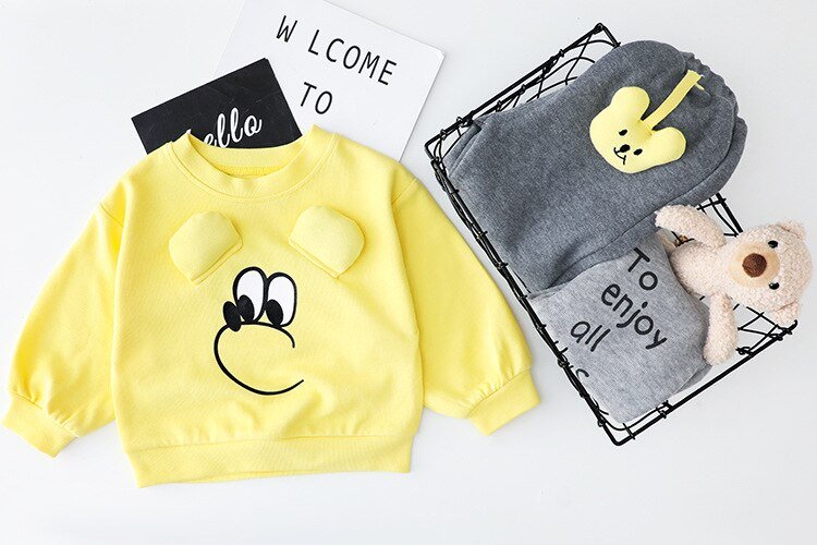 Children's clothing baby long sleeve two piece set 1-4 year old girl spring and autumn new cartoon leisure sports suit