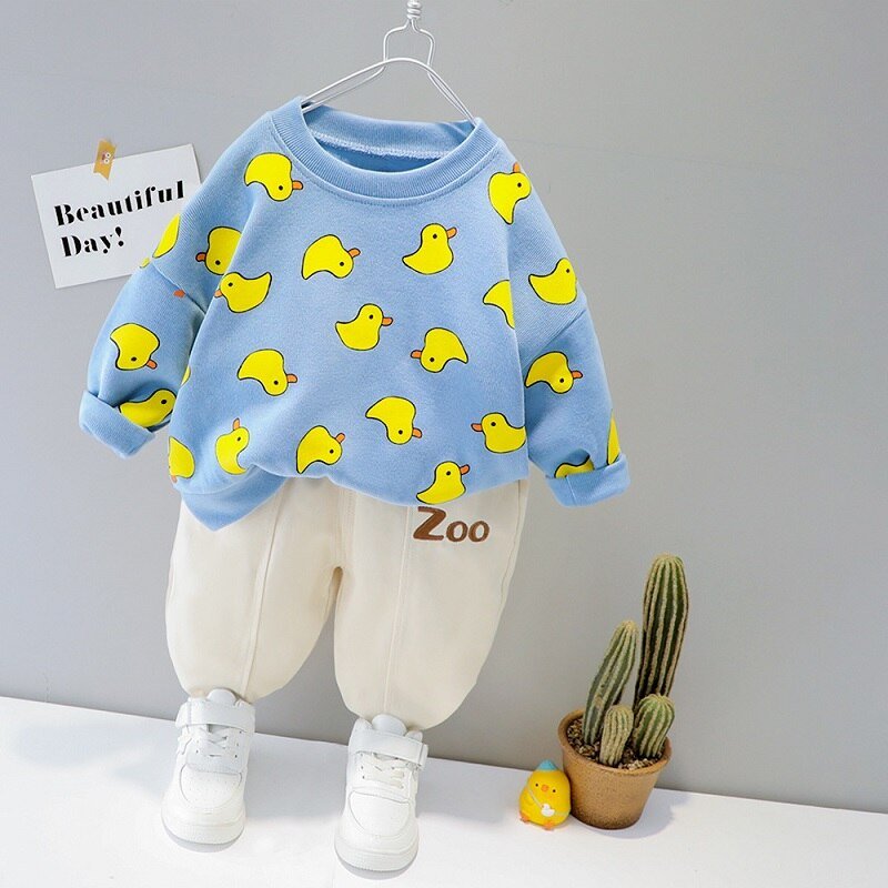 Children's clothing baby long sleeve two piece set 1-4 year old girl spring and autumn new cartoon leisure sports suit