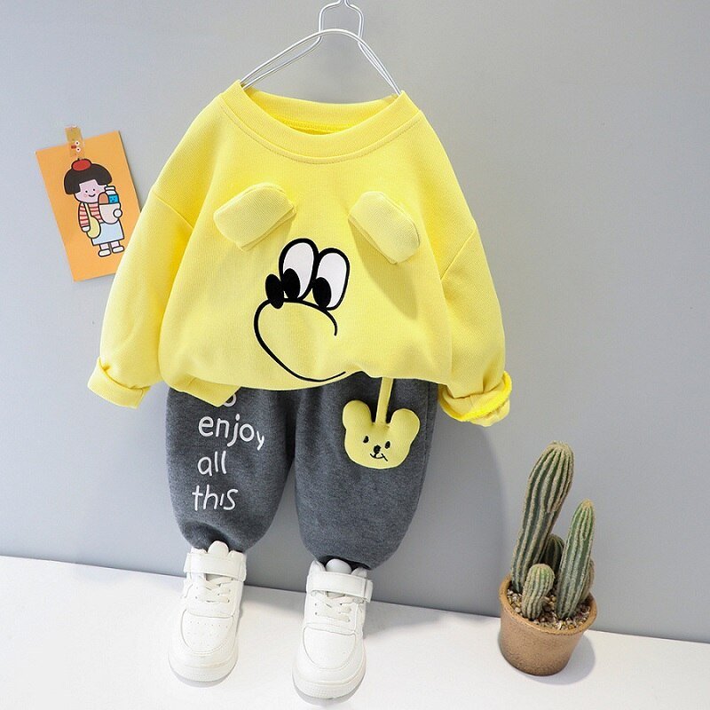 Children's clothing baby long sleeve two piece set 1-4 year old girl spring and autumn new cartoon leisure sports suit
