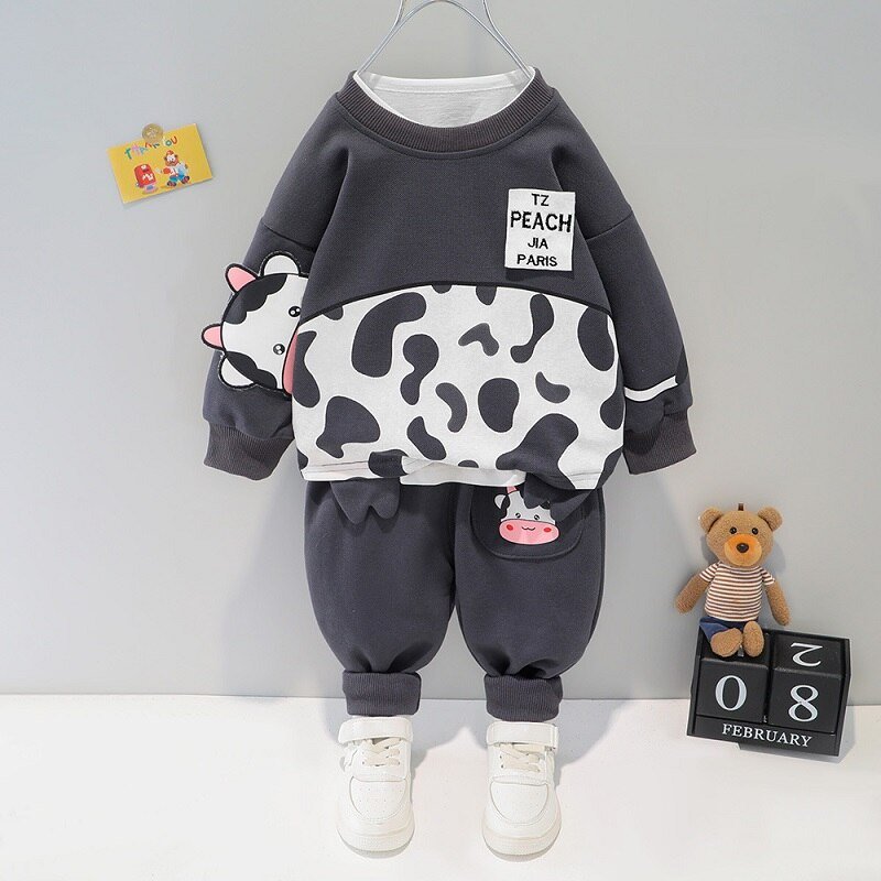 Children's clothing baby long sleeve two piece set 1-4 year old girl spring and autumn new cartoon leisure sports suit