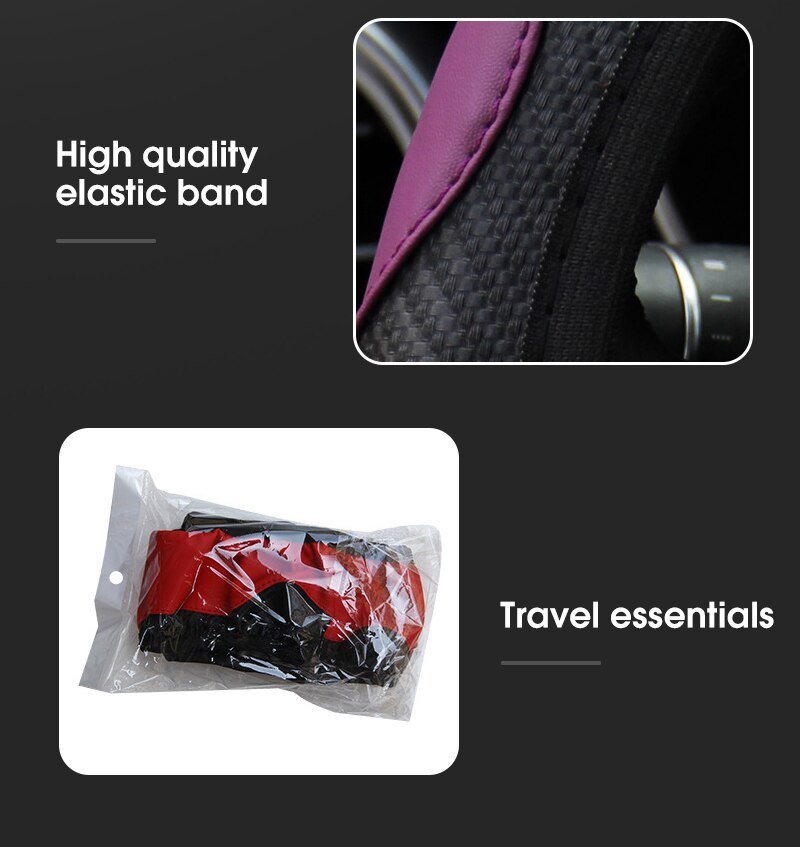 Car Steering Wheel Cover Breathable Anti Slip PU Leather Steering Covers Suitable 37-38cm Auto Decoration Carbon Fiber Car Steering Wheel Cover Breathable Anti Slip PU Leather Steering Covers Suitable 37-38cm Auto Decoration Carbon Fiber