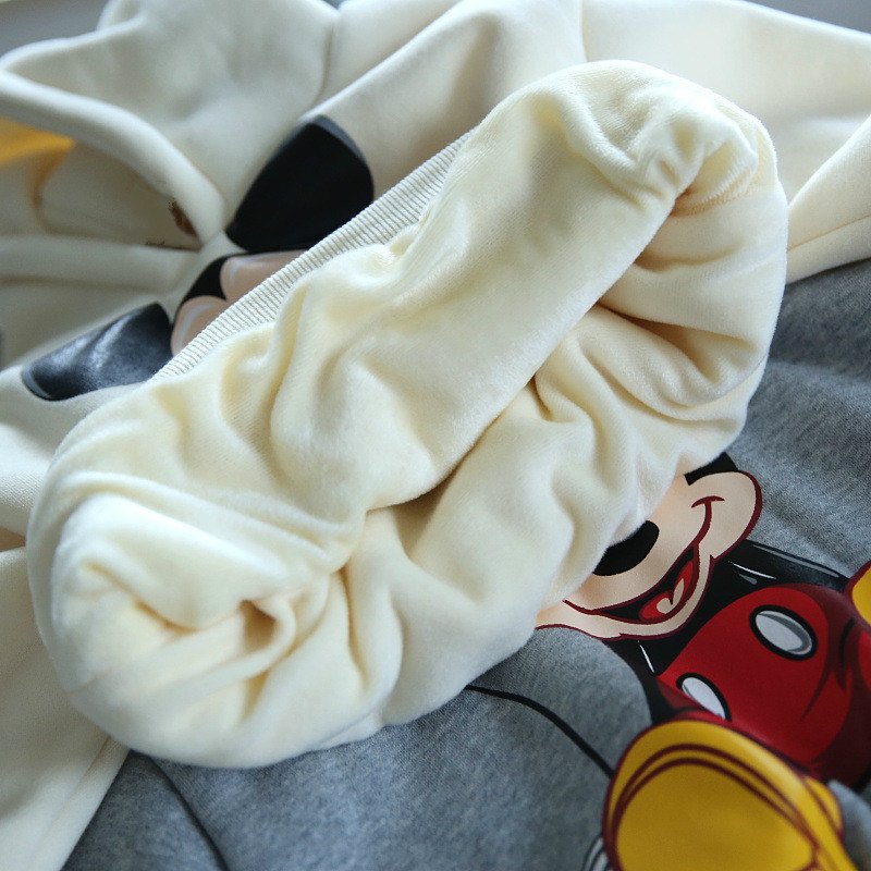 2022 Children's Hooded Sweater Autumn and Winter Plus Velvet Boys and Girls Cartoon Mickey Warm Jacket Tops Baby Bottoming Shirt 2022 Children's Hooded Sweater Autumn and Winter Plus Velvet Boys and Girls Cartoon Mickey Warm Jacket Tops Baby Bottoming Shirt