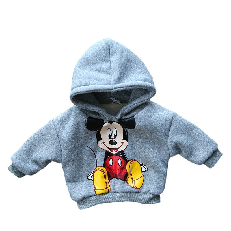2022 Children's Hooded Sweater Autumn and Winter Plus Velvet Boys and Girls Cartoon Mickey Warm Jacket Tops Baby Bottoming Shirt 2022 Children's Hooded Sweater Autumn and Winter Plus Velvet Boys and Girls Cartoon Mickey Warm Jacket Tops Baby Bottoming Shirt