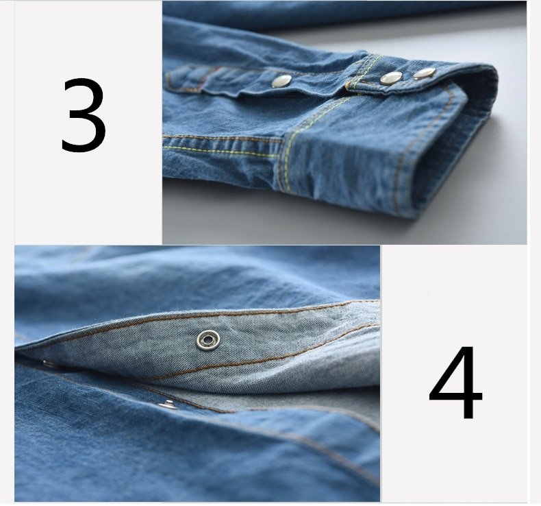 Men's Long-Sleeved Solid Denim Shirt Men's Long-Sleeved Solid Denim Shirt