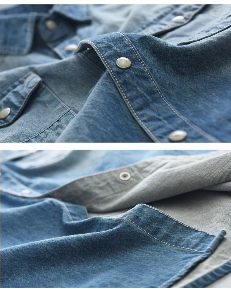 Men's Long-Sleeved Solid Denim Shirt Men's Long-Sleeved Solid Denim Shirt