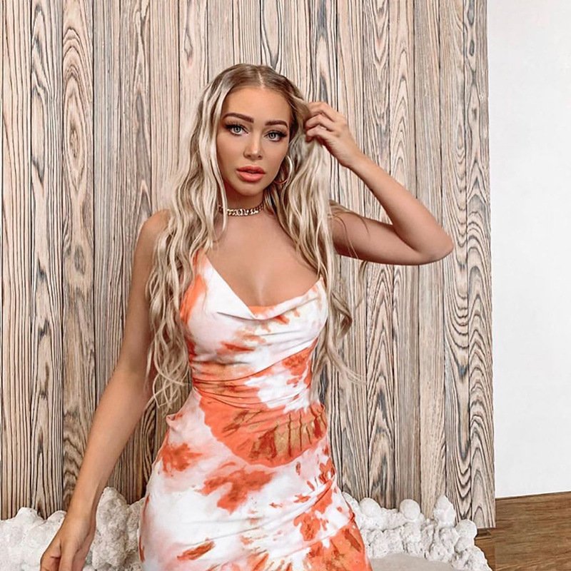 Tie Dye Printed Backless Midi Dress Tie Dye Printed Backless Midi Dress