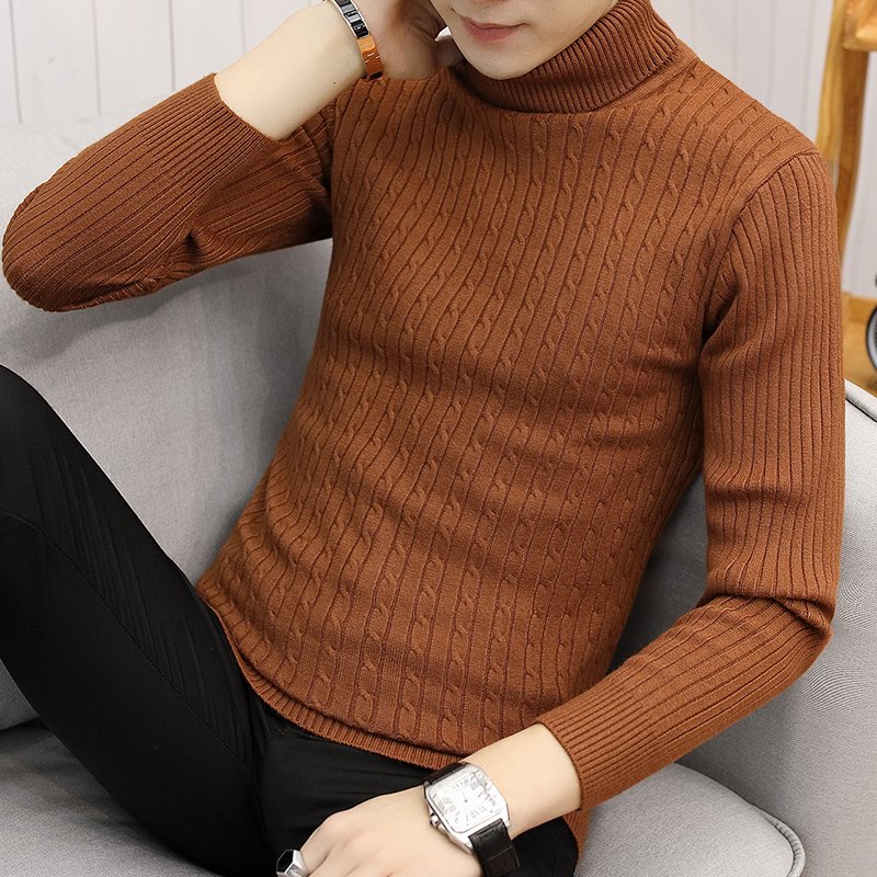 Men's Turtleneck Sweater Autumn Winter Men's Rollneck Warm Knitted Sweater Keep Warm Men Jumper