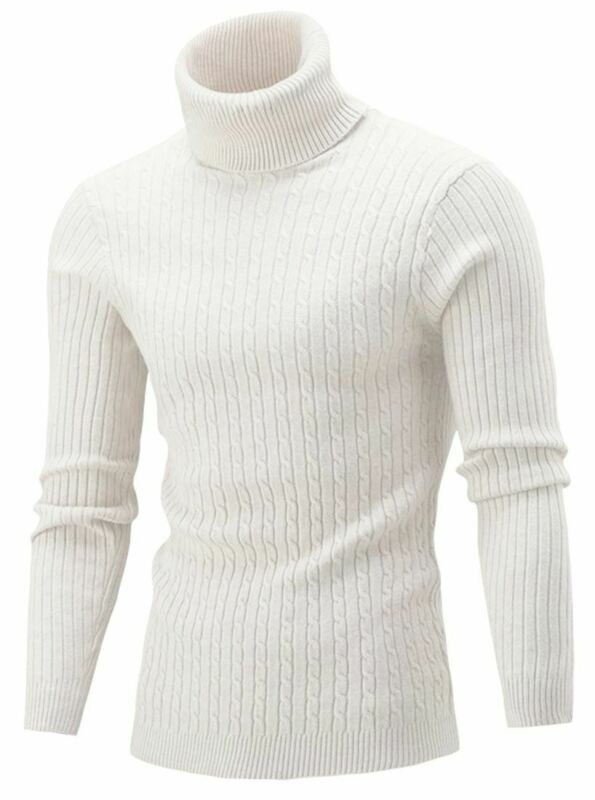 Men's Turtleneck Sweater Autumn Winter Men's Rollneck Warm Knitted Sweater Keep Warm Men Jumper