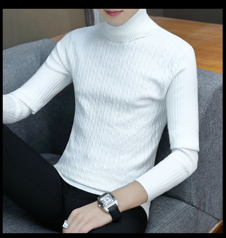 Men's Turtleneck Sweater Autumn Winter Men's Rollneck Warm Knitted Sweater Keep Warm Men Jumper